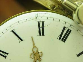 Thumbnail von Neusilber Open Face Spindeltaschenuhr Mit Schnecke & Kette Schlüsselaufzug </h1>