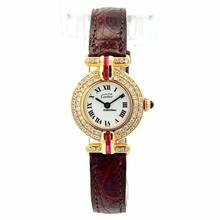 Thumbnail von Cartier VERMEIL COLISÈE Quartz 24mm GP Silver Diamond & Rubies Watch </h1>
