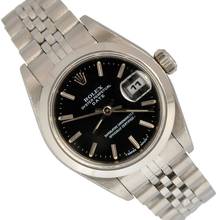 Thumbnail von Rolex Oyster Perpetual Lady Date 69160 Ladies 26MM black dial Full Set 1997's