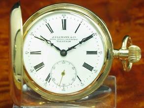 Thumbnail von J.ullmann & Co. 14kt Gold Savonette Sprungdeckel Taschenuhr Minuten Repetition </h1>