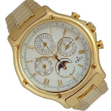  Ebel Quantieme Perpetual Calendar Chronograph gold 18KT 1990’s TOP Condition Full Set  