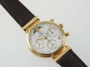 Thumbnail von IWC Da Vinci Chronograph Mondphase 3735 massiv 18 Kt Gelbgold im Top Zustand </h1>