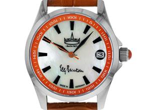  Askania Elly Beinhorn Stahl Perlmutt Automatik Armband Leder 34mm Ref.BEI-7851 Box&Pap. Full Set Neu 