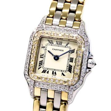  Cartier Panthère 23mm Quartz 3 Row Gold ~1TCW DIAMOND Watch </h1> 