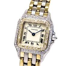 Thumbnail von Cartier Panthère 23mm Quartz 3 Row Gold ~1TCW DIAMOND Watch </h1>