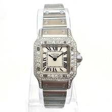Thumbnail von Cartier Santos Galbée Quartz 24mm Steel 1.06TCW DIAMOND Watch NEW Model </h1>