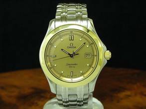  Omega Seamaster 18kt 750 Gold / Edelstahl Herrenuhr Mit Datum / Ref 168.1501 </h1> 