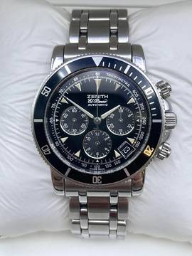  Zenith Rainbow Chronograph 39mm Black Dial with Box&papers Nice Condition 