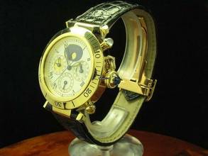 Thumbnail von Cartier Pasha 18kt 750 Gold 3-time Zones Automatic Herrenuhr / Ref M204579/0925 </h1>