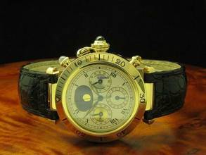 Thumbnail von Cartier Pasha 18kt 750 Gold 3-time Zones Automatic Herrenuhr / Ref M204579/0925 </h1>