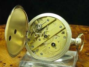 Thumbnail von Manufacture D' Horlogerie Lion 800 Silber Open Face Taschenuhr Schlüsselaufzug </h1>