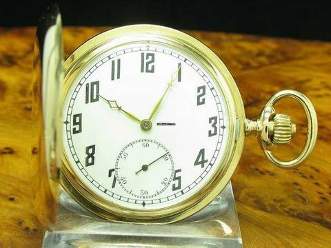  Cyma 14kt 585 Gold Savonette Sprungdeckel Taschenuhr / Kaliber 970 </h1> 