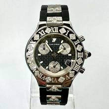 Thumbnail von Cartier 21 Chronoscaph Chronograph Quartz Steel 38mm 1.86TCW DIAMOND Watch </h1>
