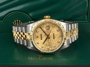 Thumbnail von Rolex Datejust 36 16233 Gold Jubilee Dial With Diamonds - Full Set 36mm