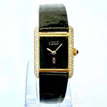  Cartier Tank Quartz 21mm Goldplated Silver 0.65TCW Diamond Watch </h1> 