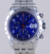 Thumbnail von Tudor Prince Date Chronograph blue arabic Dial 79280P Klassiker blau rar Stahlband </h1>