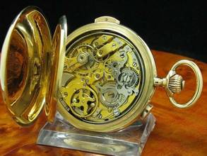 Thumbnail von 14kt 585 Gold Savonette Taschenuhr Chronograph Viertel-repetition </h1>