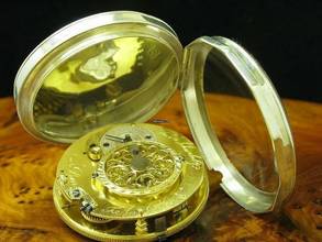 Thumbnail von 925 Silber Open Face Spindeltaschenuhr Schlüsselaufzug / Durchmesser 52,6 Mm </h1>