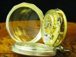 Thumbnail von 925 Silber Open Face Spindeltaschenuhr Schlüsselaufzug / Durchmesser 52,6 Mm </h1>