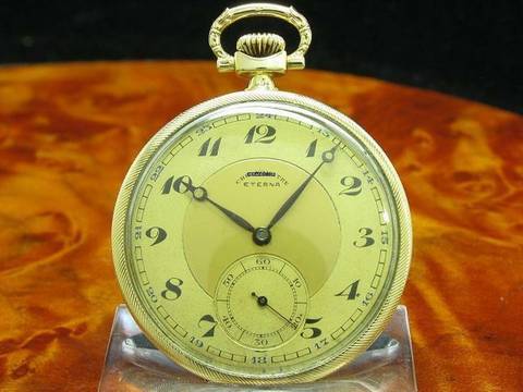  Eterna Open Face 14kt 585 Gold Taschenuhr Chronometer / Kaliber 301 </h1> 