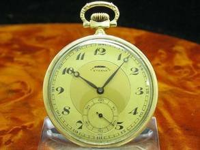  Eterna Open Face 14kt 585 Gold Taschenuhr Chronometer / Kaliber 301 </h1> 