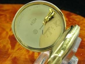 Thumbnail von Eterna Open Face 14kt 585 Gold Taschenuhr Chronometer / Kaliber 301 </h1>