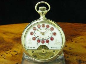 Thumbnail von Hebdomas 8 Jours Neusilber Open Face Taschenuhr / Durchmesser 50,0 Mm </h1>