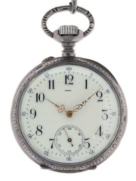  Swiss Mans Pocket Watch open face Silver – Case all over decorated Silver – Cuvette </h1> 