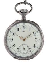  Swiss Mans Pocket Watch open face Silver – Case all over decorated Silver – Cuvette </h1> 
