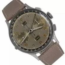 Thumbnail von Angelus Chronodato Triple date Exotic brown radium dial 1950’s </h1>