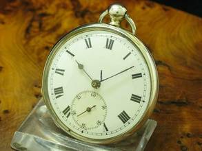 Thumbnail von John Wycherley 800 Silber Open Face Taschenuhr Schlüsselaufzug </h1>