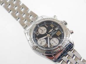 Thumbnail von Breitling Chrono Cockpit mit allen Papieren schwarzes Zifferblatt und Pilotband