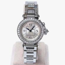  Cartier Pasha Quartz 27mm Steel DIAMOND Watch </h1> 