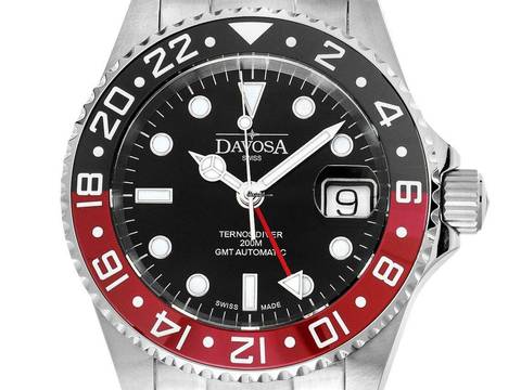  Davosa Ternos Automatic GMT Stahl Keramik rot schwarz Automatik Armband Stahl 40mm Ref.16159090 Box&Pap. Full Set Neu 