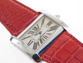 Thumbnail von Cartier Tank Divan XL Edelstahl mit original Krokoband im Top Zustand </h1>