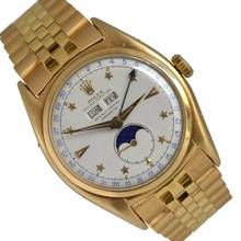 Thumbnail von Rolex Oyster Perpetual 36 Stelline 6062 Triple Calendar Moonphase yellow gold 18KT Full Set 1952’s </h1>
