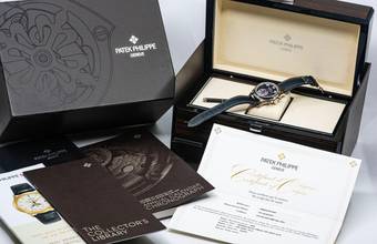 Thumbnail von Patek Philippe Annual Calendar Chronograph Annual Calendar | 5960G | Full Set 2022 | blue dial | White gold