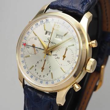  Sinn Triple Date Chronograph Vintage 1960 Gold 14k/585 by Gallet RARE 