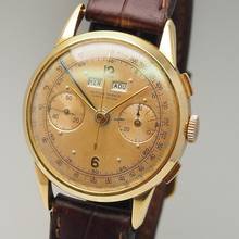 Ulysse Nardin Triple Date Chronograph Vintage from around 1940 Gold 18k/750 RARE