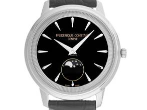  Frederique Constant Classics Mondphase Stahl Quarz Armband Krokoleder 37mm Ref.FC-206B3S6 Full Set Neu 