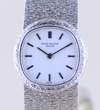 Thumbnail von Patek Philippe Lady 18K whitegold guilloche Dial Case Dresswatch Milanaise super rar </h1>