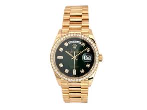  Rolex Day-Date 36 Gelbgold Ref. 128348RBR Grün ombré Diamant </h1> 