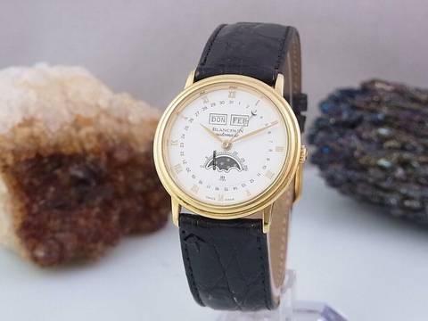 Blancpain Villeret 6595-1418 Herrenuhr 18k / 750 Gold Calendar Mondphase Ø 34 Mm </h1>