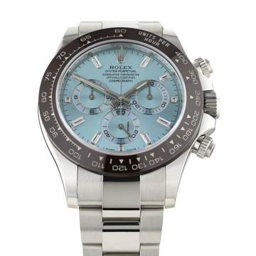  Rolex Daytona Ice Blue Baguette Dial Platinum Ref.116506 