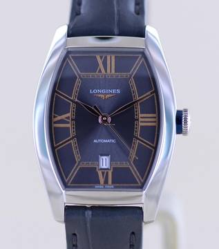  Longines Evidenza Dresswatch Grey roman Dial Automatic Tonneau B+P Neu 