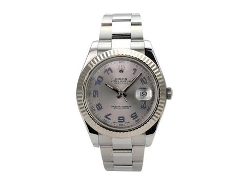  Rolex Datejust II Edelstahl Weißgold 116334 Rhodium Arabisch 