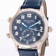 Thumbnail von Patek Philippe Travel Time Pilot Travel Time 42 Blue White Gold 5524G-001 NEW 2018 Full Set Unworn