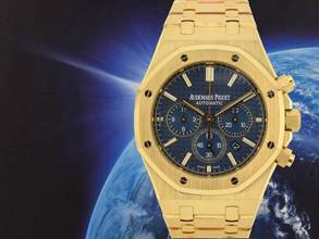 Thumbnail von Audemars Piguet Royal Oak Chronograph Yellow Gold Blue Dial Full Set - Boutique Edition Very Rare </h1>