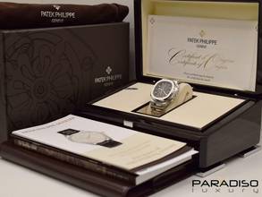Thumbnail von Patek Philippe Nautilus Travel Time Chronograph 5990/1a Blue Dial New </h1>
