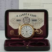 Thumbnail von A. Lange & Söhne 18k Gold ½ Savonette mit Chronograf Diamant Original Box und Zertifikat 1890. </h1>